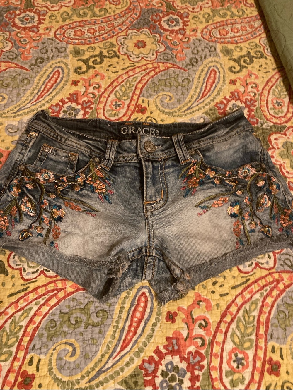 Grace in LA Embellished Jean Shorts 27